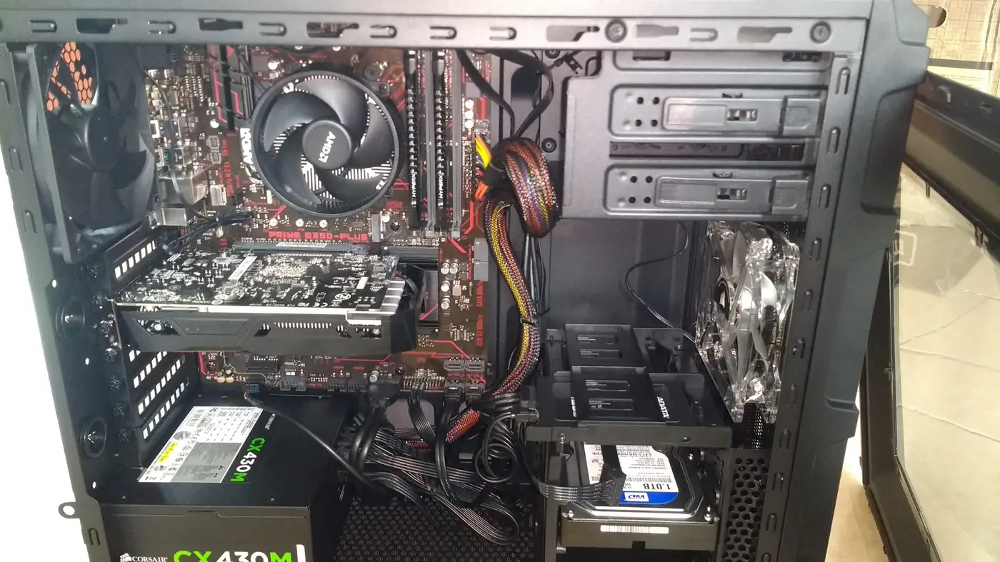 Custom-built computer with tidy cabling