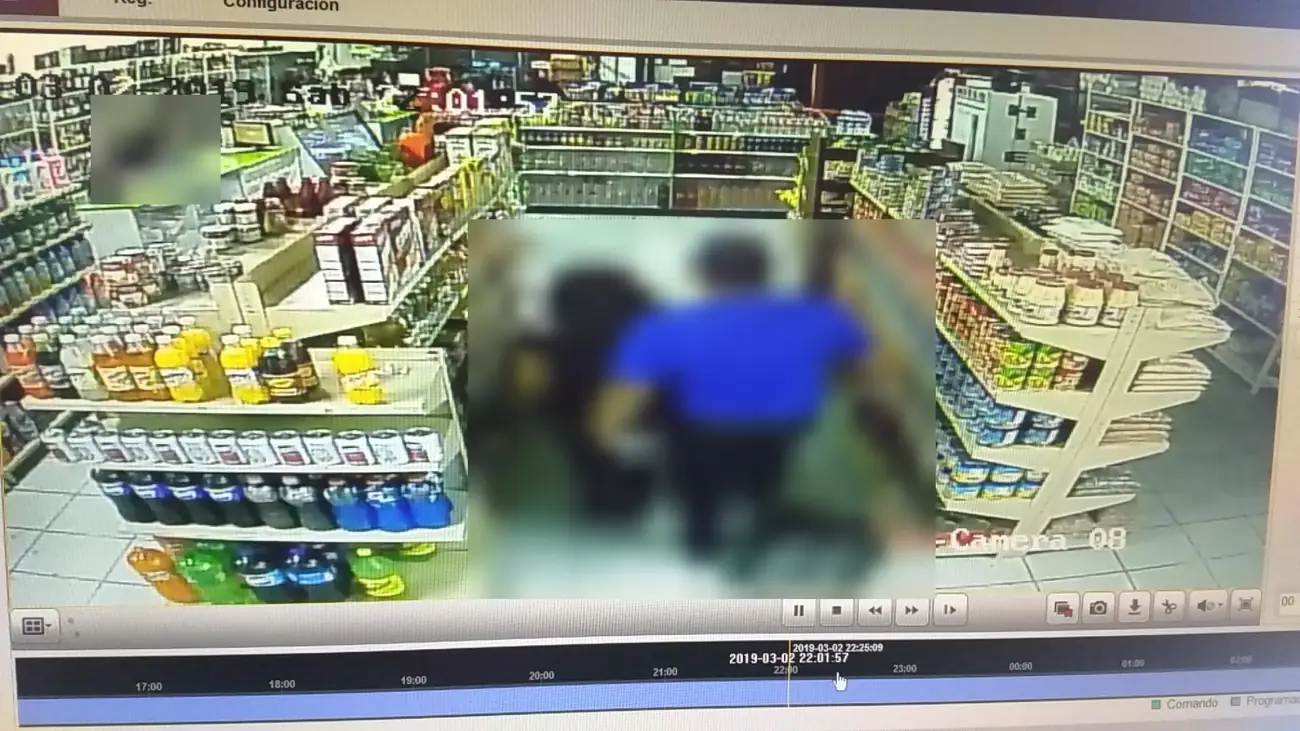 Security camera footage with people pixelated
