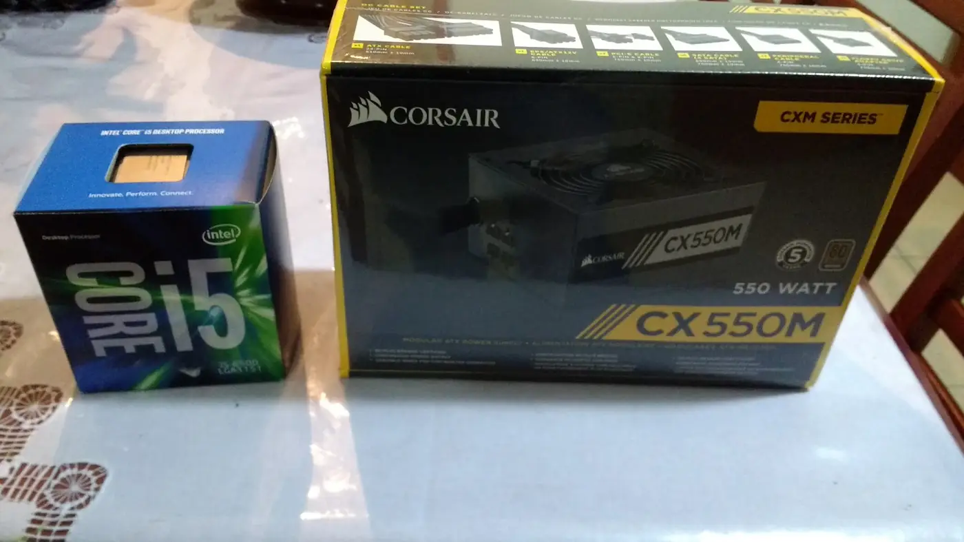 Boxed brand-name processor and power supply